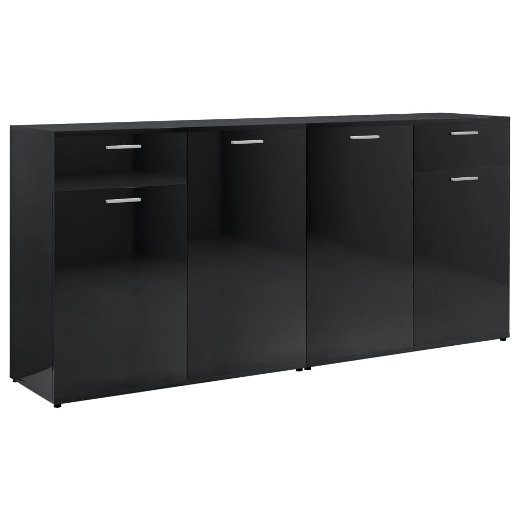 Sideboard High Gloss Black 160x36x75 cm Chipboard